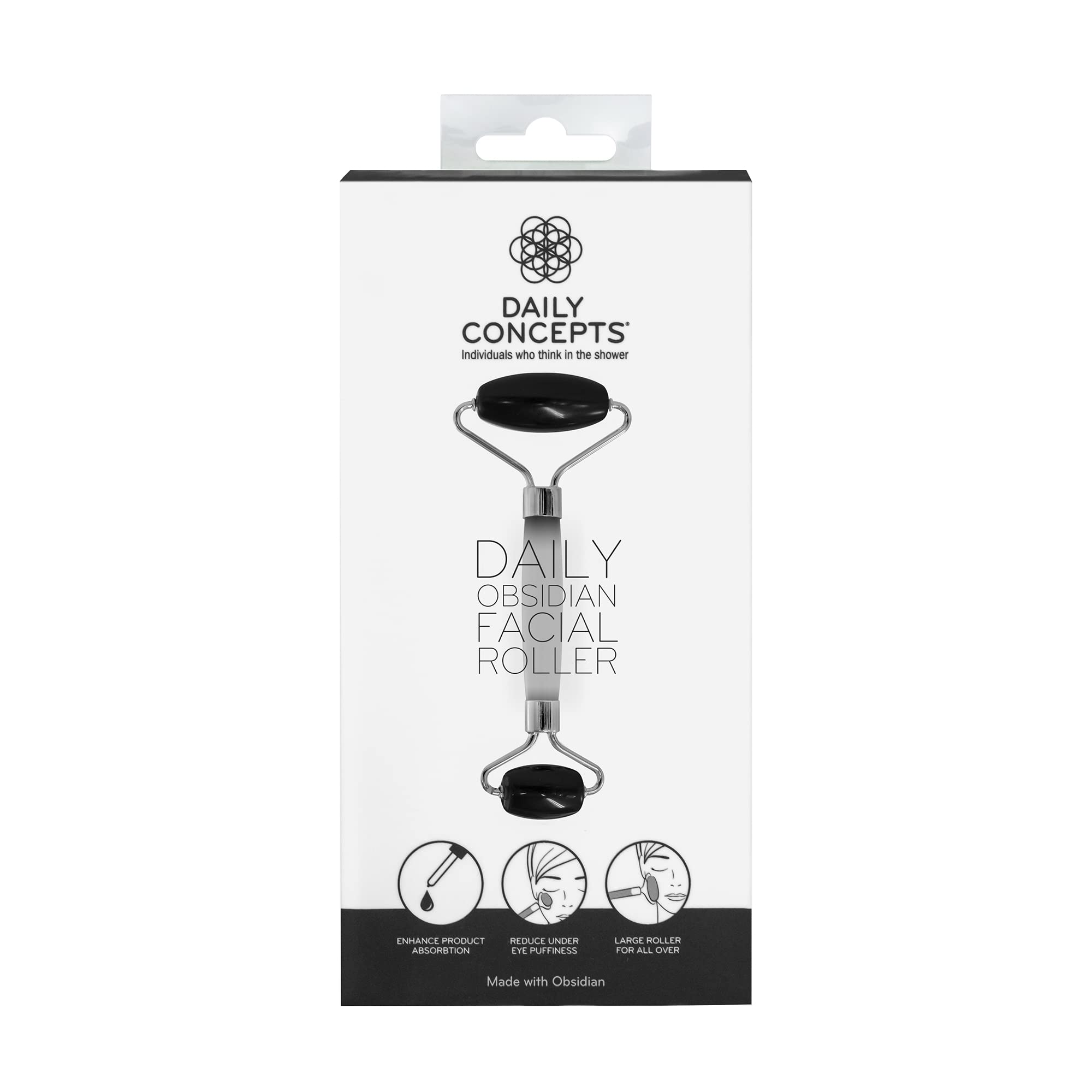 Daily Concepts Daily Obsidian Facial Roller Helps Flush Lymphatic System, Increase Circulation, Reduce Puffiness and Relieve Tension, Vegan 150g