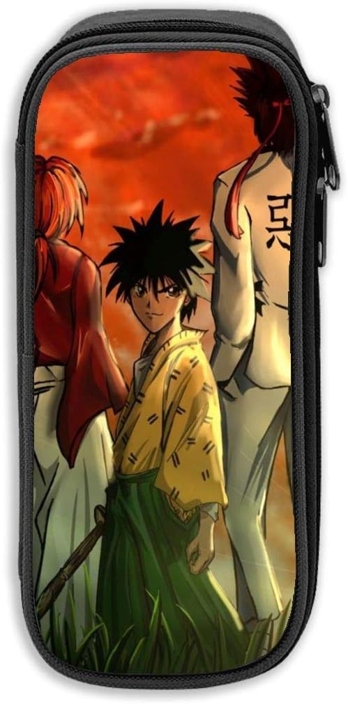 Preschool Double Zipper Pen Bag Durable Organizer Bag for Women, Rurouni Kenshin Manga Hiten Mitsurugi Ryu Poster Creative Marker Organizer for Home