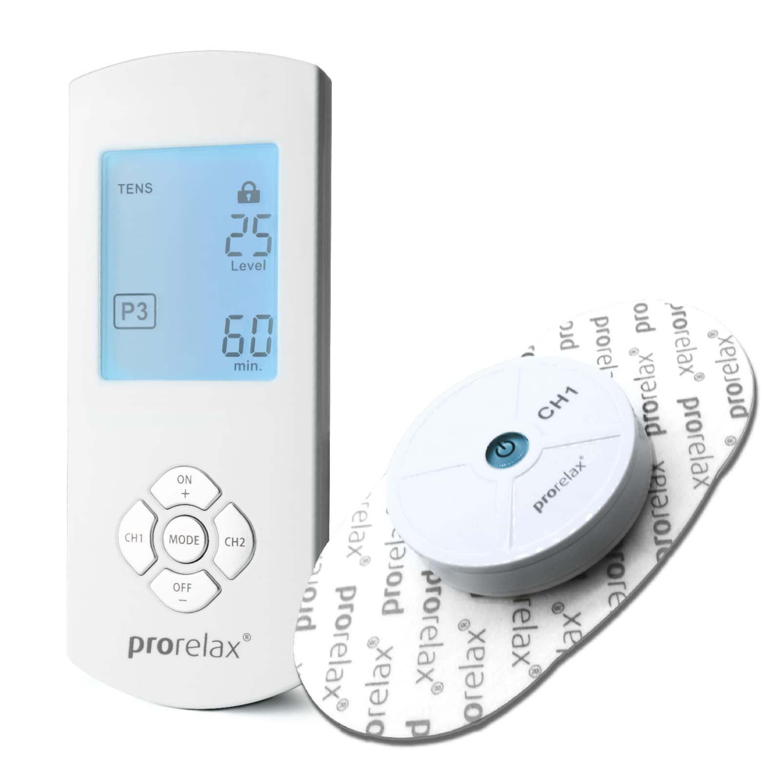 prorelax TENS/EMS Duo Comfort Wireless | Wireless electrostimulation Device | 2 therapies with one Device | Against Chronic Pain and for Muscle Building | Extra Large, Illuminated Display
