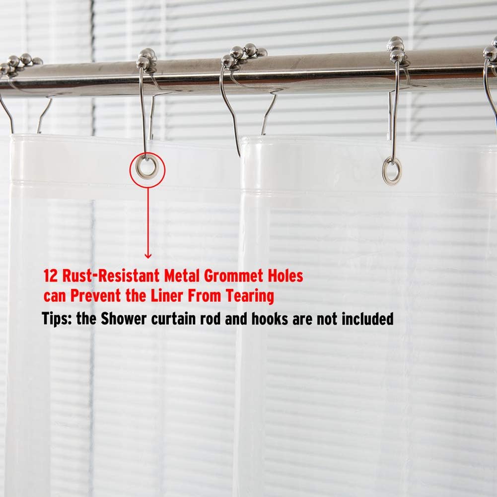 AmazerBath Plastic Shower Curtain, 72" W x 72" H EVA 8G Shower Curtain with Heavy Duty Clear Stones and 12 Grommet Holes Thick Bathroom Plastic Shower Curtains-Clear: Home & Kitchen