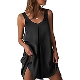 Ekouaer Women's Sleeveless V Neck Satin Nightgown