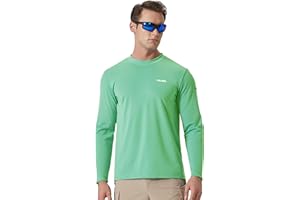 PAUSEL Men's Sun Protection Long Sleeve Swim Shirts Quick Dry Rash Guard Lightweight UPF 50+ Fishing Hiking Beach UV Shirt
