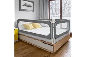 MagicFox Bed Rails for Toddlers, Extra Tall 32 Levels of Height Adjustment Specially Designed for Twin, Full, Queen, King Size - 2024 Safety Bed Guard Rails for Kids (Grey, 1 Side:47"(L) ×27"(H))