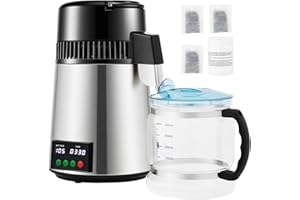 Uargd 1.1Gal Water Distiller, 750W Countertop Distilled Water Maker with Adjustable Timer, Temperature Display, Stainless Ste