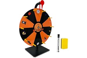iobiotio Halloween Spinning Prize Wheel, 12 inch Prize Wheel-Spinning with Stand, 10 Slots Color Tabletop Roulette Spinner for Carnival Party, Heavy Duty Base, Easy Assembly, Include Marker & Eraser,