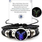 VBWEOI Gleym Bracelet, Zodiac Signs Spirit Bracelet, Multilayer Adjustable 12 Constellation Zodiac PU Leather Bracelet, Gleym Manifestation Bracelet Jewelry Gifts for Women and Man