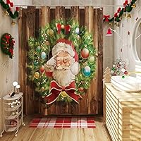 DESIHOM Christmas Shower Curtain, Santa Shower Curtain Winter Shower Curtain Red Shower Curtain Xmas Shower Curtain Polyester Waterproof Shower Curtain 72x72 Inch