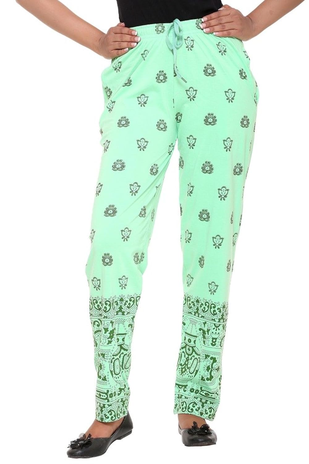 women's cotton blended printed lounge wear - track pants