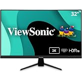 ViewSonic VX3267U-2K 32 Inch 1440p Computer Monitor, HDR10, 65W USB C, IPS | 1440p QHD, HDR10, 65W USB C, HDMI, DisplayPort, Ultra Thin Bezels, Eye Care, Home Office, Streaming, Laptop, PC, Mac