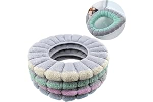 HDST-HOME 4Pcs Soft Toilet Seat Cover Pads Thicker Warmer Stretchable Washable Cloth Toilet Fits All Oval Toilet Seats