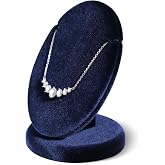 Velvet Necklace Display Stand, Jewelry Display Holder for Pendant Necklace | Small Resilient Velvet Necklace Organizer With Slot for Vanity, Store Retail, Boutique, Trade Show, Photography, Blue