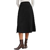 Simlakey Women Faux Suede Midi Skirt High Waist A Line Skirt 2025 Trendy Fall Winter Dressy Causal Outfits