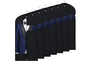 SORON 43" Garment Bags, 7 Packs Garment Bags for Hanging Clothes, Env-friendly Breathable Suit Bag Clothes Cover for Storage Suits, shirts, T-shirts and Jackets, Suitable for Adults and Children