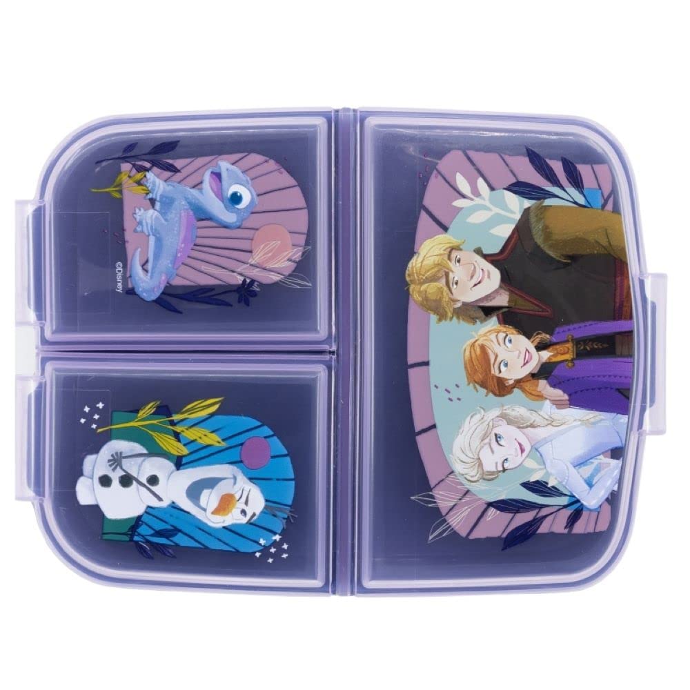 OM SUPPLIES Frozen Reusable Sandwich Lunch Box 3 Multi Compartment Kids Children School (Frozen)