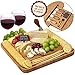 Cheese Board and Knife Set - Premium Quality Bamboo Charcuterie Platter for Slicing Cheese, Meat, Fruits, Vegetables - Hidden Drawer with 4 Stainless Steel Cutting and Serving Utensils - by Weegee