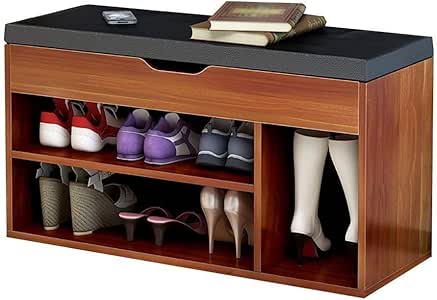 DJSMxj - Banco de Zapatos Grande con Banco para Puerta de Madera de 2