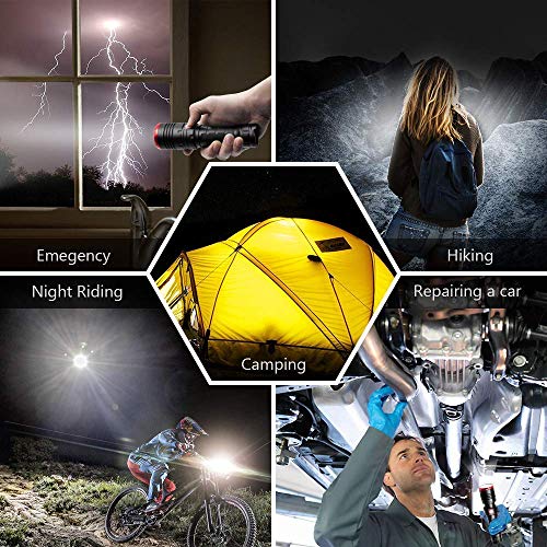 Wsky Rechargeable Flashlight, S3000 High Lumens LED Tactical Flashlight, (7500mAh 26650 Rechargeable Battery included) Multi-modes, Zoomable, Water Resistant, Perfect For Biking Hiking Emergency - Thumbnail 2