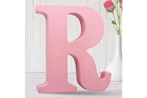 AOCEAN 8 Inch Pink Wood Letters Unfinished Wood Letters for Wall Decor Decorative Standing Letters Slices Sign Board Decoration for Craft Home Party Projects (R)