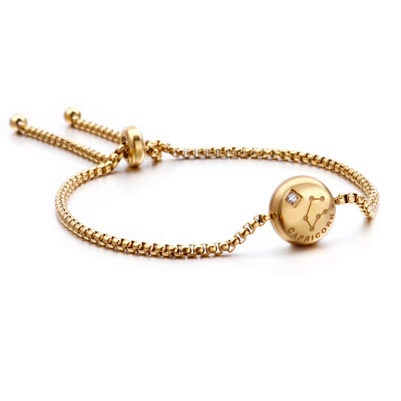 Qings Golden Constellation Bracelet Charm Zodiac Adjustable Bracelet Capricorn