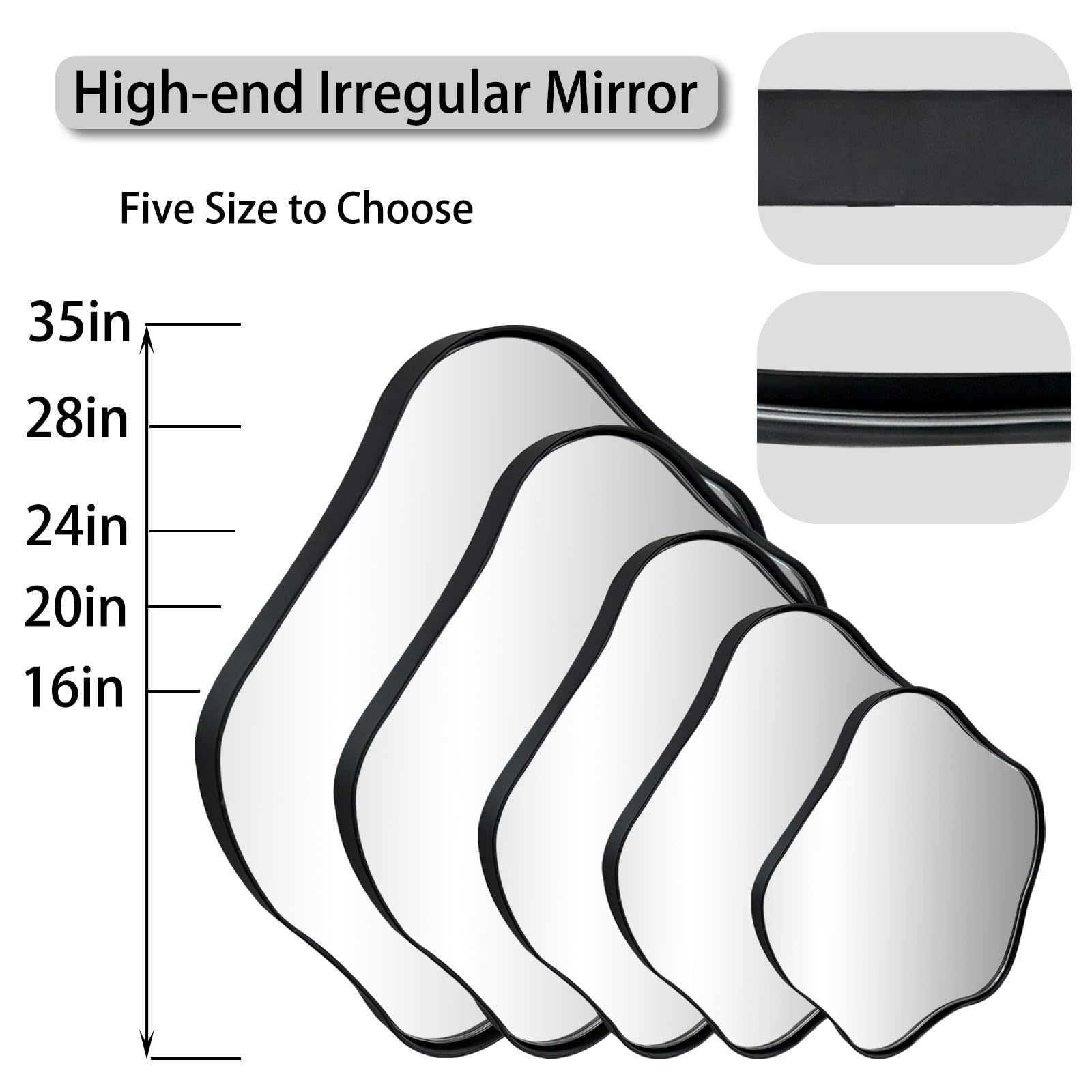 womilous Large Irregular Mirror, 35
