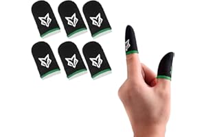 SARAFOX Finger Sleeves Breathable Touchscreen for Mobile Games V1 (6pcs) Profesional Finger Gloves Gamer PUGB Free Fire COD (Black/Green)