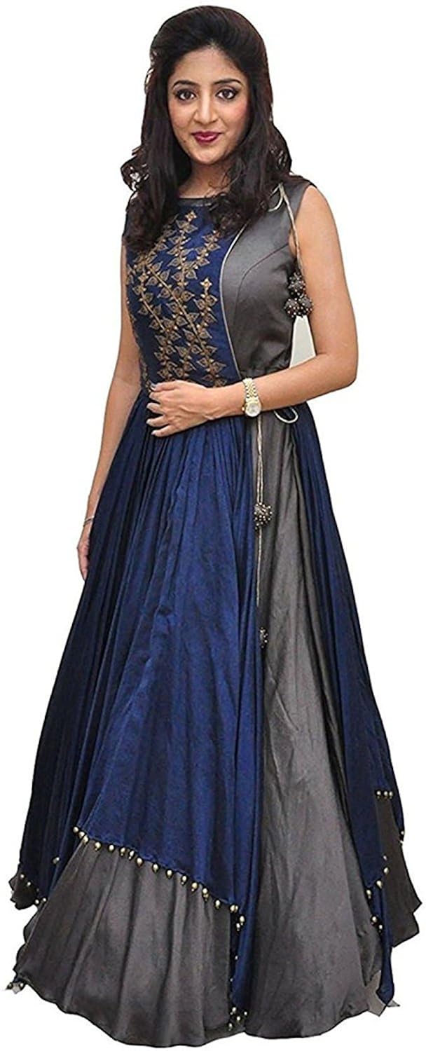 bridal4fashion women's banglori silk gown(tt grey_free size)