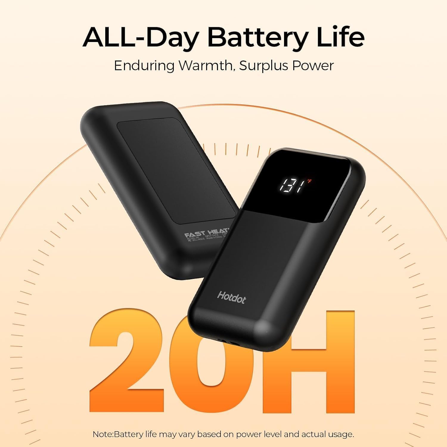 Hotdot Hand Warmers Rechargeable, Heat Levels (104–131°F), Real-Time Temp & Battery Display, Electric Hand Warmers, Fast Heating, Fits in Gloves/Pocket, Gifts for Women & Men