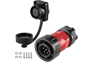 CNLINKO YM-20 7 PIN Waterproof Connector, IP68 Circular Connector, Quick Plugging Aviation Connector, PBT Plastic Shell Solder Connector M20 Male -Female Flange Socket (7 PIN)