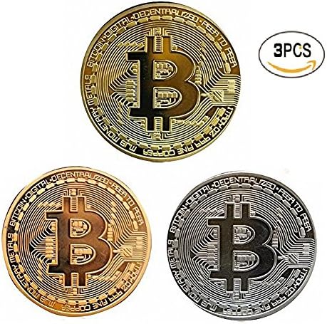 ALPTA Bitcoin, BTC, 3 PCS Set, Each Comes w/a Plastic Round Display Case multi Colors