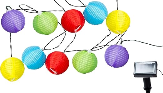 Bunte Party Lichterkette Solar Lichterkette Mit 10 Garten Lampions Bunt Aussen Partybeleuchtung 10 Led Pavillon Dekoration Beleuchtung Amazon De Beleuchtung