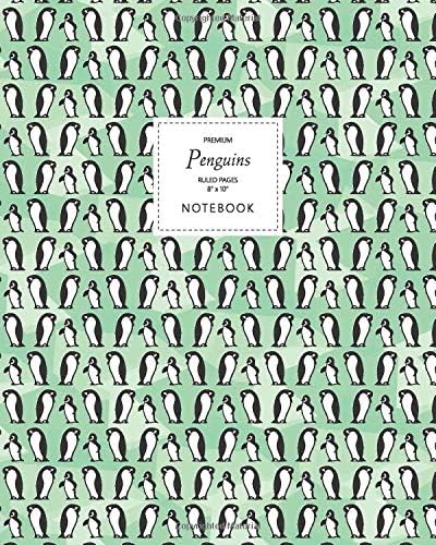 Penguins Notebook - Ruled Pages - 8x10 - Premium (Spring Green)