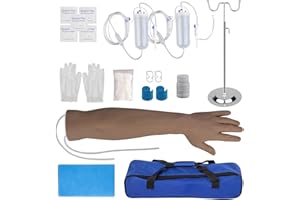 SimCoach Phlebotomy Practice Kit for Injection Training, IV Practice Kit with Phlebotomy Arm, Venipuncture and Blood Draw Practice Kit for Medical Students, Black