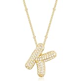 CUEZIY Bubble Letter Letter Necklace for Women Teen Dainty Balloon Initial Necklaces 14K Gold Plated Alphabet Pendant Necklace Personalized Trendy Jewelry Gift