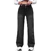 ELLEVEN High Stretchy Sweatpant Jeans Women, Elastic Waist Wide Leg Baggy Knit Jeans Straight Leg High Waisted Pull on Jeans