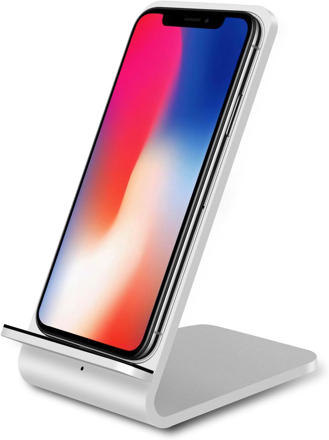 Qi Wireless Charger,Guanchi Aluminum Fast Wireless Charging Pad Stand (NO AC Adapter) for Galaxy Note 8 S8 S8 Plus S7 Edge S7 S6 Edge Plus Note 5, Standard Charge for iPhone X iPhone 8 8 Plus-Silver