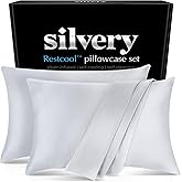 Silvery Restcool™ Silver Infused Cooling Pillowcase Set - 2 Pack Self-Cooling Pillowcases with Silvery Technology™ for Hot Sleepers & Night Sweats (Gray, Queen (U.S. Standard))