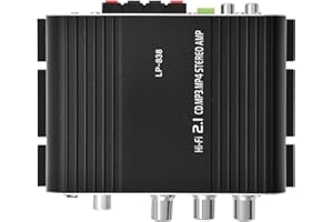 Mini Stereo Amplifier, ASHATA Hi-Fi Audio Amplifier Digital Amp Mini HiFi 2.1 Stereo Bass Auto Car Home Audio Power Amplifier