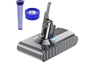 BATTOOL Designed for Dyson V8 Battery Replacement 6.0Ah 21.6V Dyson Battery Replacement V8 Compatible with Dyson V8 Animal Battery V8 Absolute V8 Motorhead V8 Fluffy SV10 Vacuum Cleaner with 2 Filters