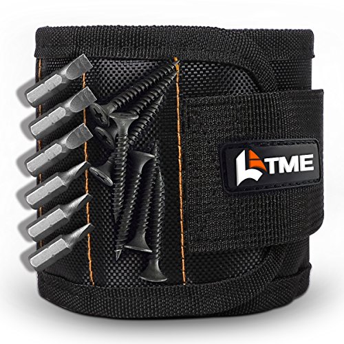LATME Magnetic Wristband with 15 Strong Magnets for Holding Screws Nails Drill Bits-Best Armband Tool for DIY Handyman Unique Gift for Men (Black) - Thumbnail 7