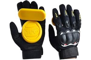 IMPORX Standard Longboard Downhill Slide Gloves Skate Gloves with 2 Set Replaceable Slider Puck Set - Yellow