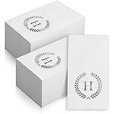 200 Pack Monogrammed Disposable Napkins Silver Foil Letter H Guest Napkins Initial Disposable Hand Paper Towels for Wedding Engagement Baby Shower Party Home Kitchen Bathroom Dinner Decorative Towels