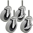 Wire Rack and Small Cart 3" Caster Kit - 4 Pack - 3/8" x 1-1/2" Threaded Stem
