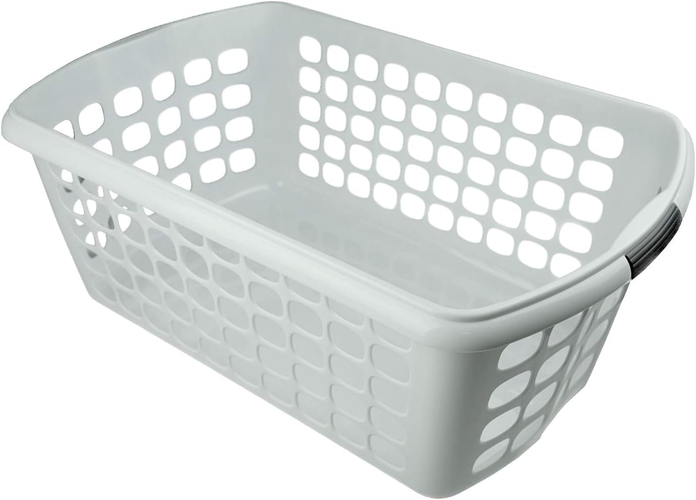 HRB Wäschekorb Plastik (weiß), 44L Wäsche Box Volumen, Wäschesammler mit 59,5 x 39 x 23cm Außenmaß, Wäsche Sortierer groß, Aufbewahrungskorb