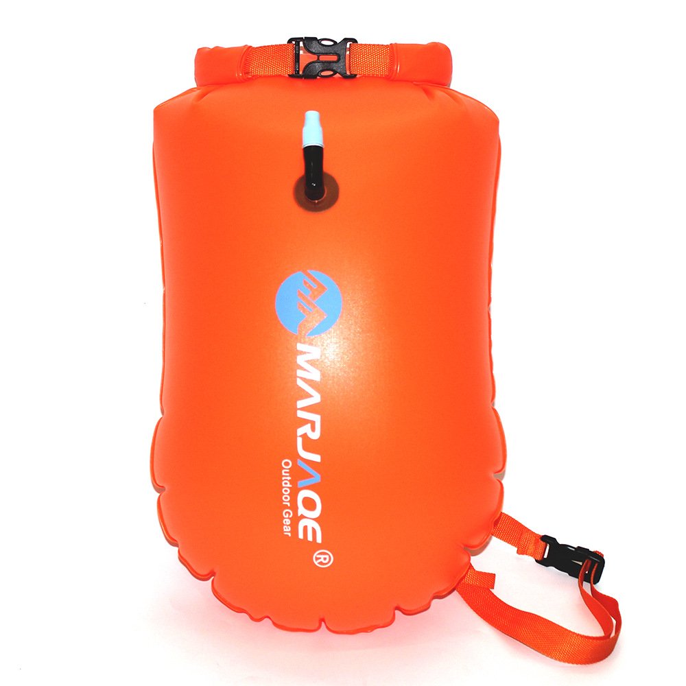 Ruiuzi Pull Buoys Swim Buoy- Swim Bubble For Open Water Swimmers and Triathletes Tow Float and Dry bag for Safe Training and Racing Bundle (Orange)