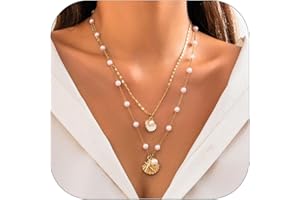 YOUR ALWAYS CHARM Seashell Necklace for Women Shell Necklace Summer Outfits for Women Adjustable Layered Sea Shell Charm Necklaces Beach Vacation Essentials Holiday Jewelry