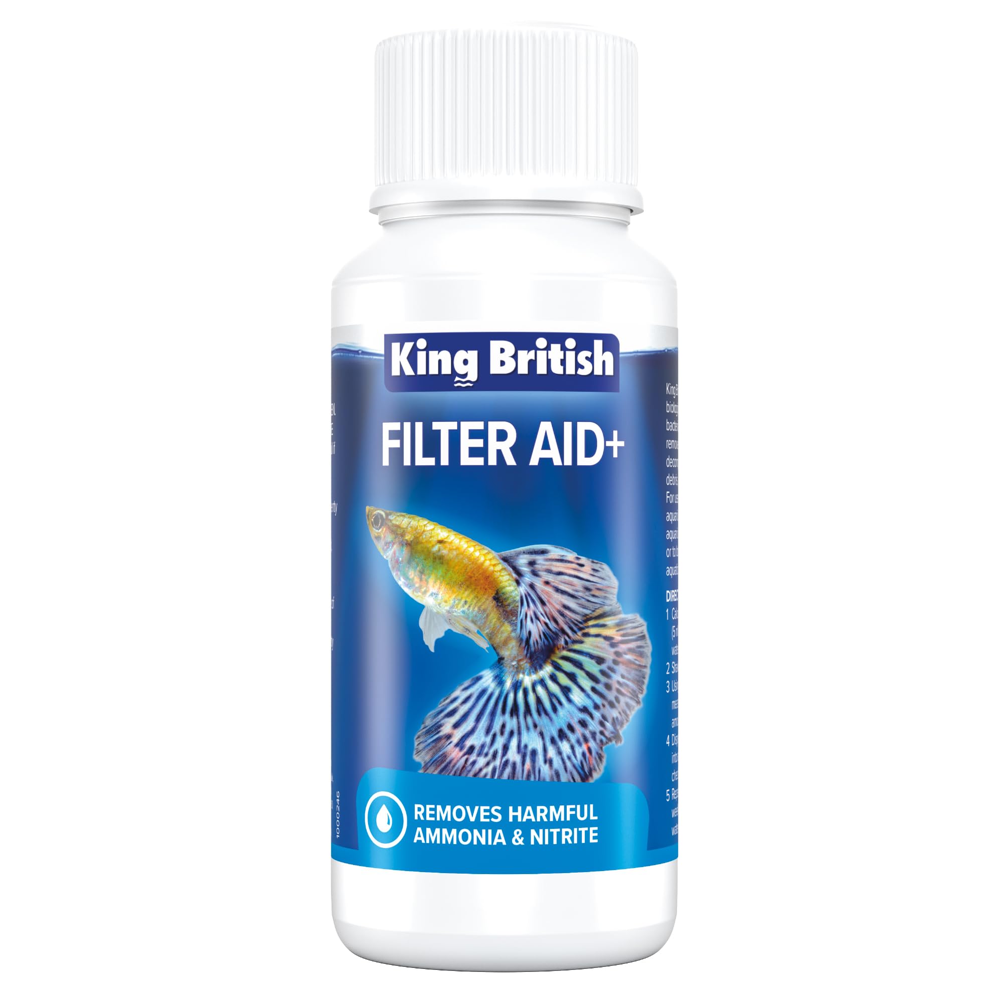 King British – Filter Aid+ 100ml – For Cleaner & Clearer Water – Boosts the Aquarium’s Biological Filter – Removes Harmful Ammonia & Nitrite – For Coldwater, Tropical & Marine Aquariums