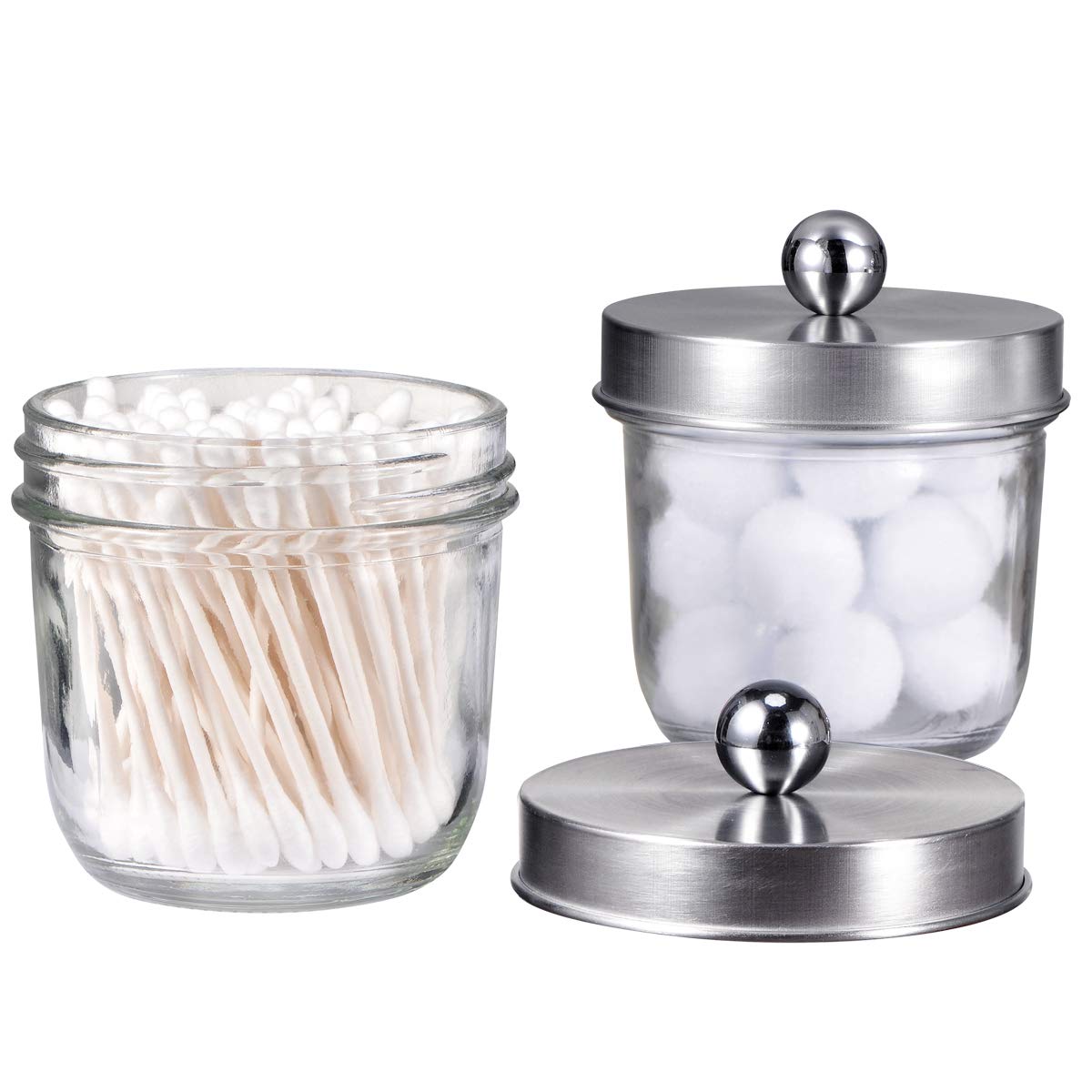 Black Farmhouse Decor Apothecary Jars Bathroom Accessories Qtip Holder Dispenser Glass For Qtips Cotton Swabs Rounds Flossers Hair Band 2 Pack Mason Jar Bathroom Vanity Organizer Bathroom Storage Organization Home Kitchen Rayvoltbike Com