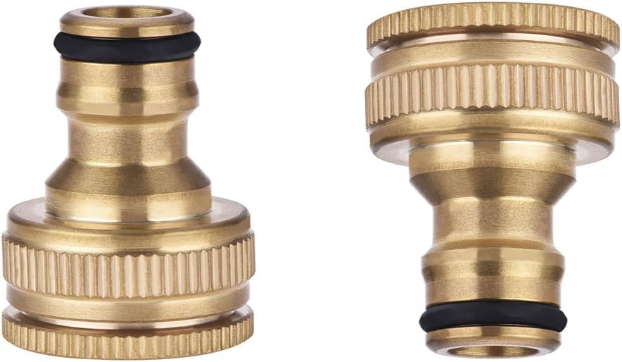 SAIYU Brass Garden Hose Tap Connector 2 Pack Water Hose Faucet Adapter