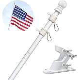 Barcetine 5ft Stainless Steel Flag Pole for House, Tangle Free Design with Two-Position Bracket, White, for 3x5 American Flag, Outdoor Use