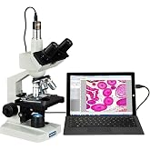 OMAX M83EZ-C50S 2500X LED Digital Trinocular Lab Compound Microscope | 40X-2500X Magnification Range 5MP CMOS Sensor USB 2.0 Connectivity Compound Biological Microscope Mechanical Stage